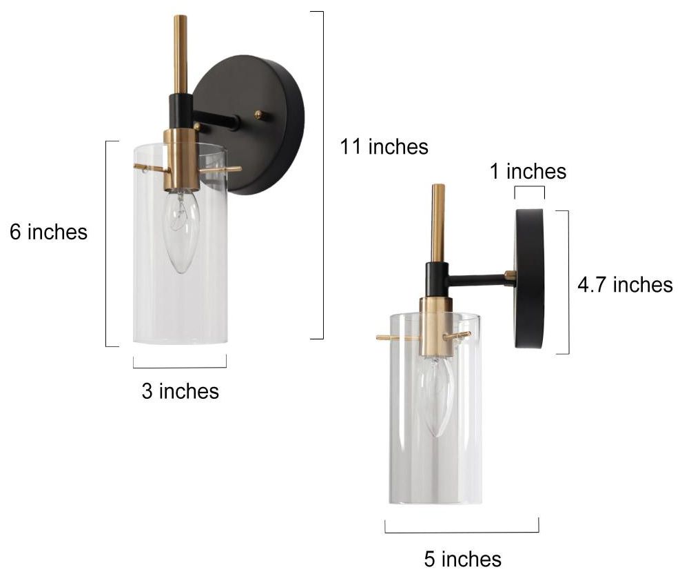 Image 2 1-Light Brass and Black Gold Wall Sconce more views