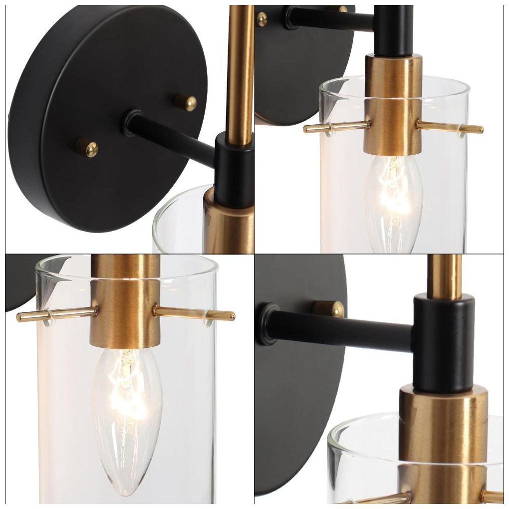 Image 3 1-Light Brass and Black Gold Wall Sconce more views