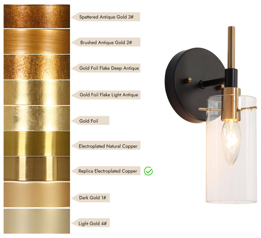 Image 4 1-Light Brass and Black Gold Wall Sconce more views