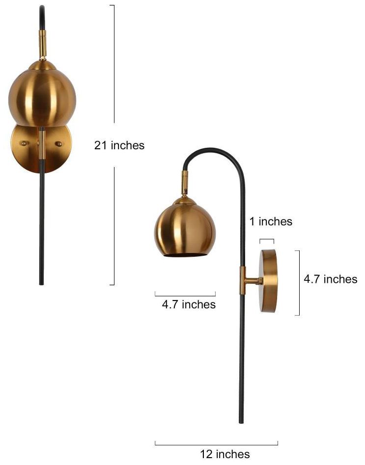 Image 2 1-Light Brass and Black Wall Sconce more views