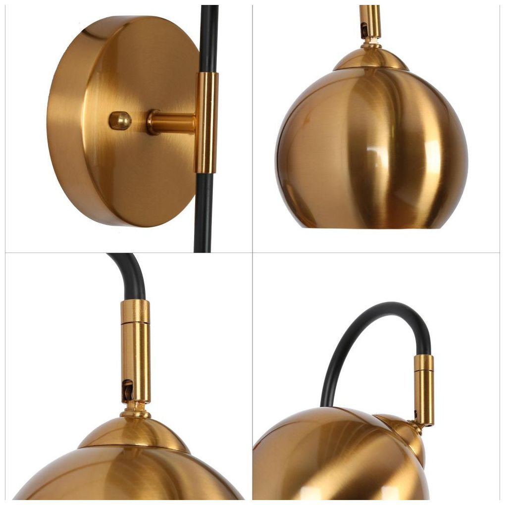 Image 3 1-Light Brass and Black Wall Sconce more views