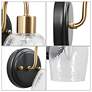 Thumbnail3 of 1-Light Brass Gold and Black Glass Wall Sconce more views