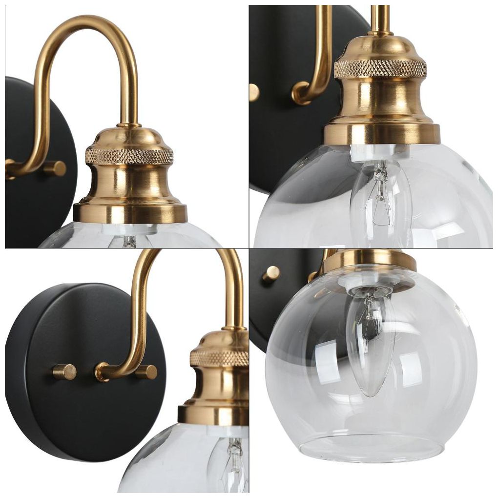 Image 3 1-Light Brass Gold Bathroom  Wall Sconce more views