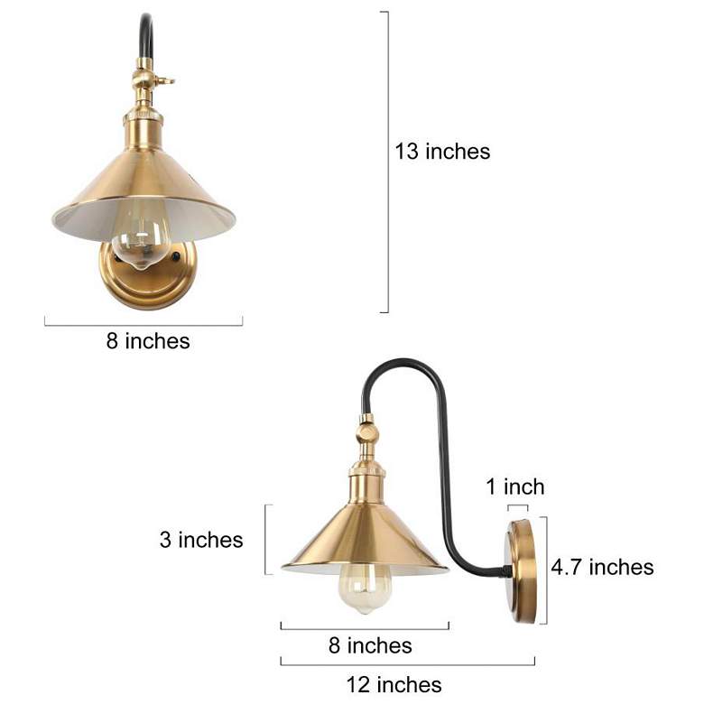 Image 2 1-Light Brass Gold Modern Wall Sconce more views