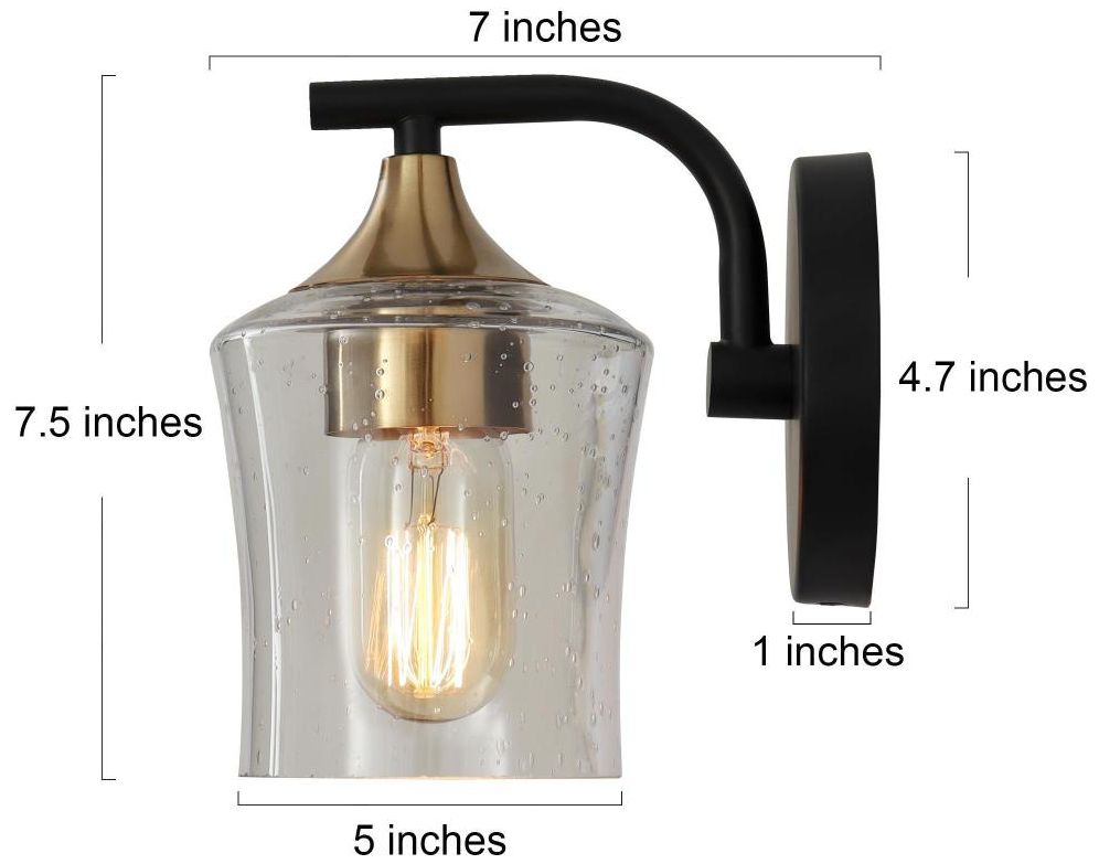 Image 2 1-Light Brass Gold Seeded Glass Wall Sconce more views