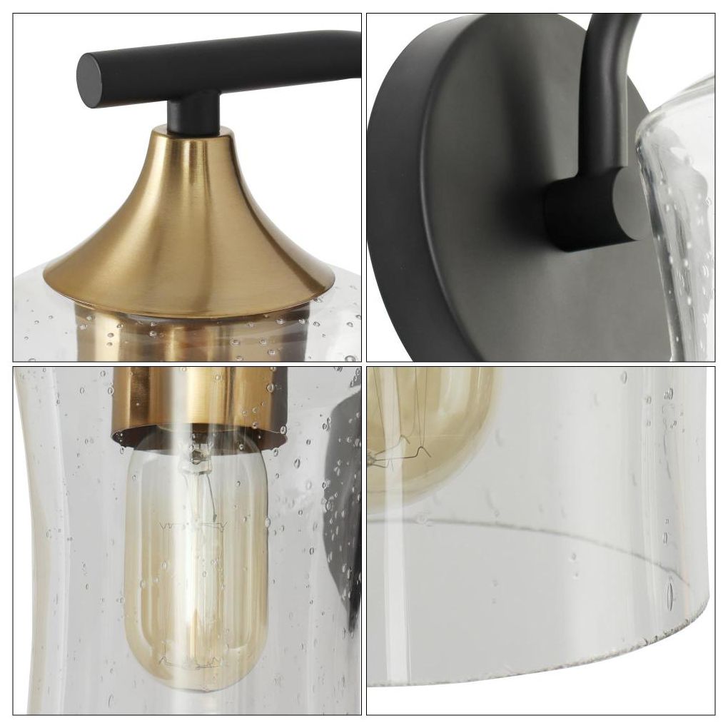 Image 3 1-Light Brass Gold Seeded Glass Wall Sconce more views