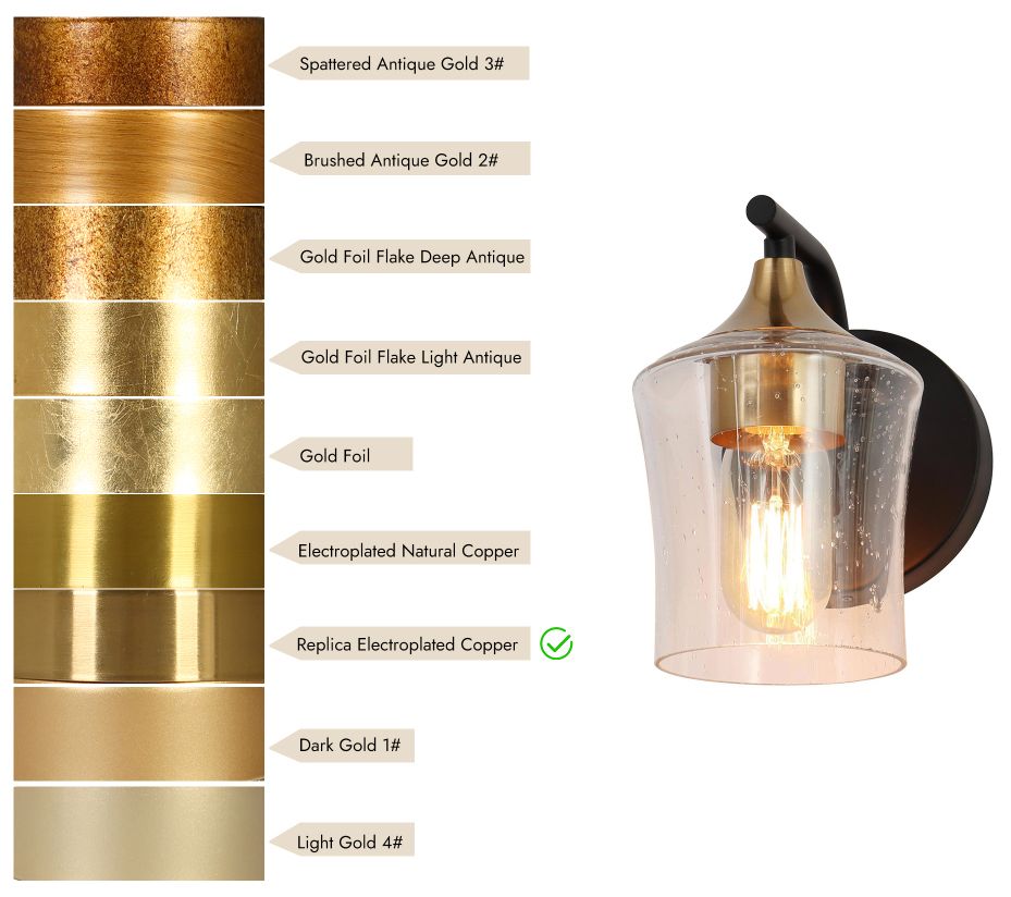 Image 4 1-Light Brass Gold Seeded Glass Wall Sconce more views