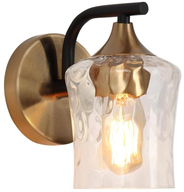 1-Light Brass Gold Water Glass Wall Sconce