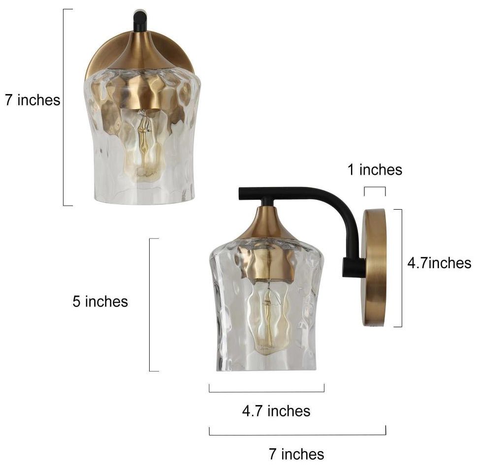 Image 2 1-Light Brass Gold Water Glass Wall Sconce more views