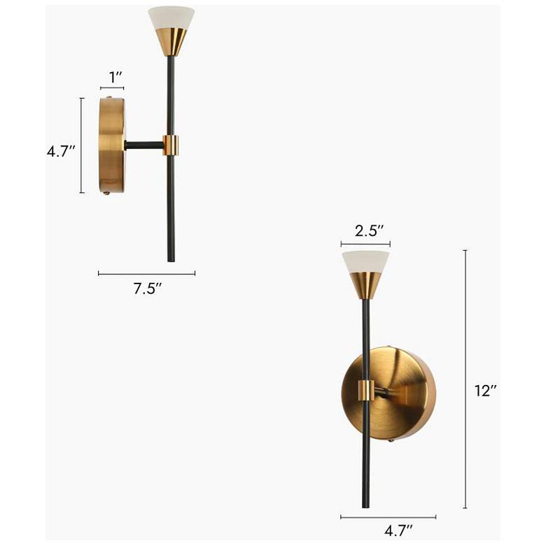 Image 2 1-Light Brass Integrated LED Wall Sconce Lighting more views