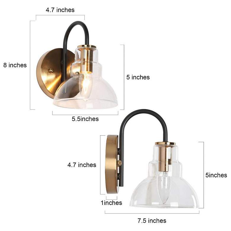 Image 2 1-Light Brass-Plated Indoor Wall Sconce Lighting more views