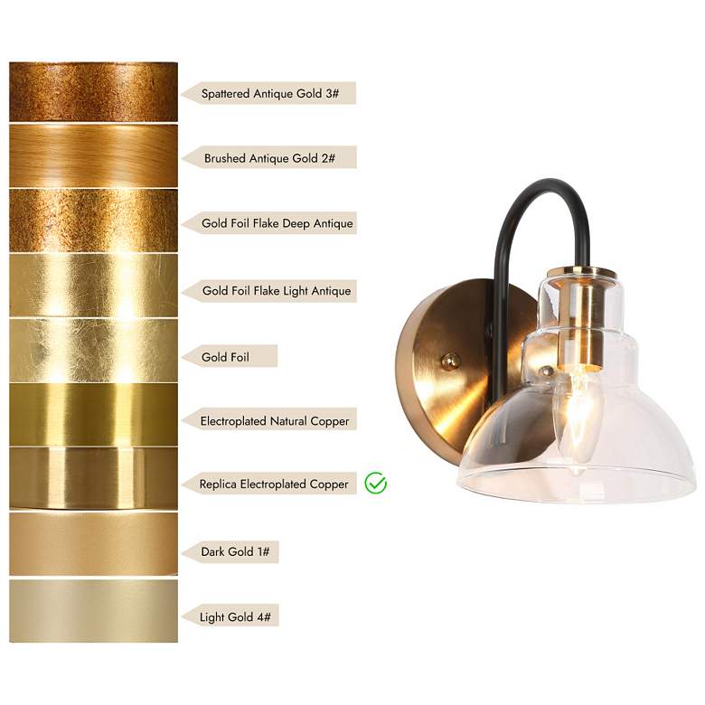 Image 4 1-Light Brass-Plated Indoor Wall Sconce Lighting more views