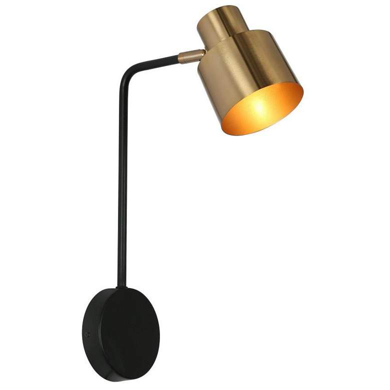 Image 1 1-Light Brass-Plated Wall Sconce Lighting