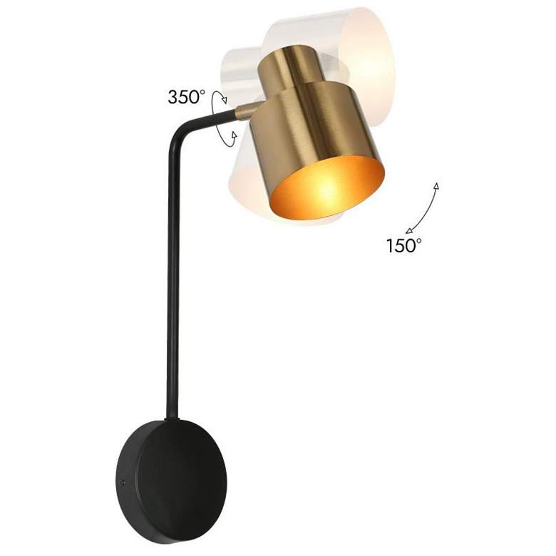 Image 2 1-Light Brass-Plated Wall Sconce Lighting more views