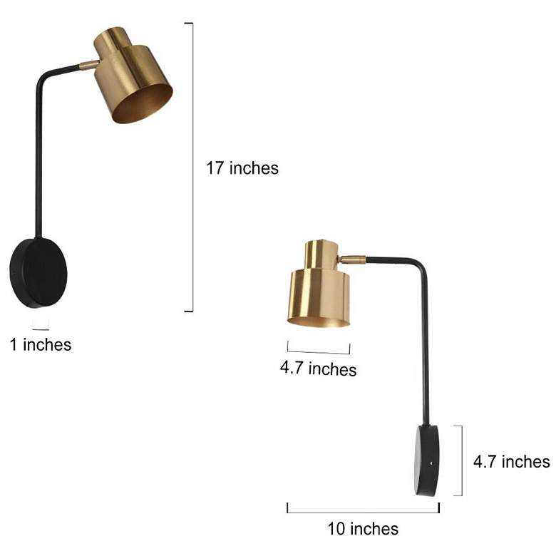 Image 3 1-Light Brass-Plated Wall Sconce Lighting more views