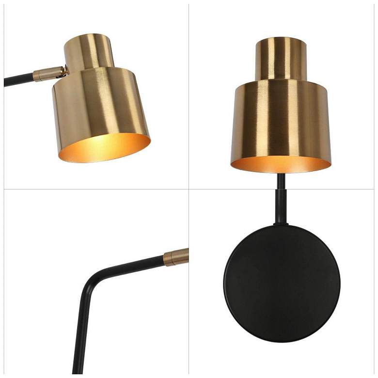 Image 4 1-Light Brass-Plated Wall Sconce Lighting more views
