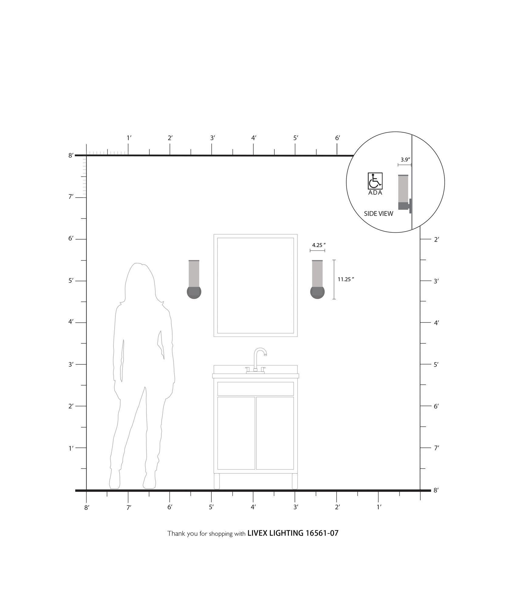 1 Light Bronze ADA Single Sconce