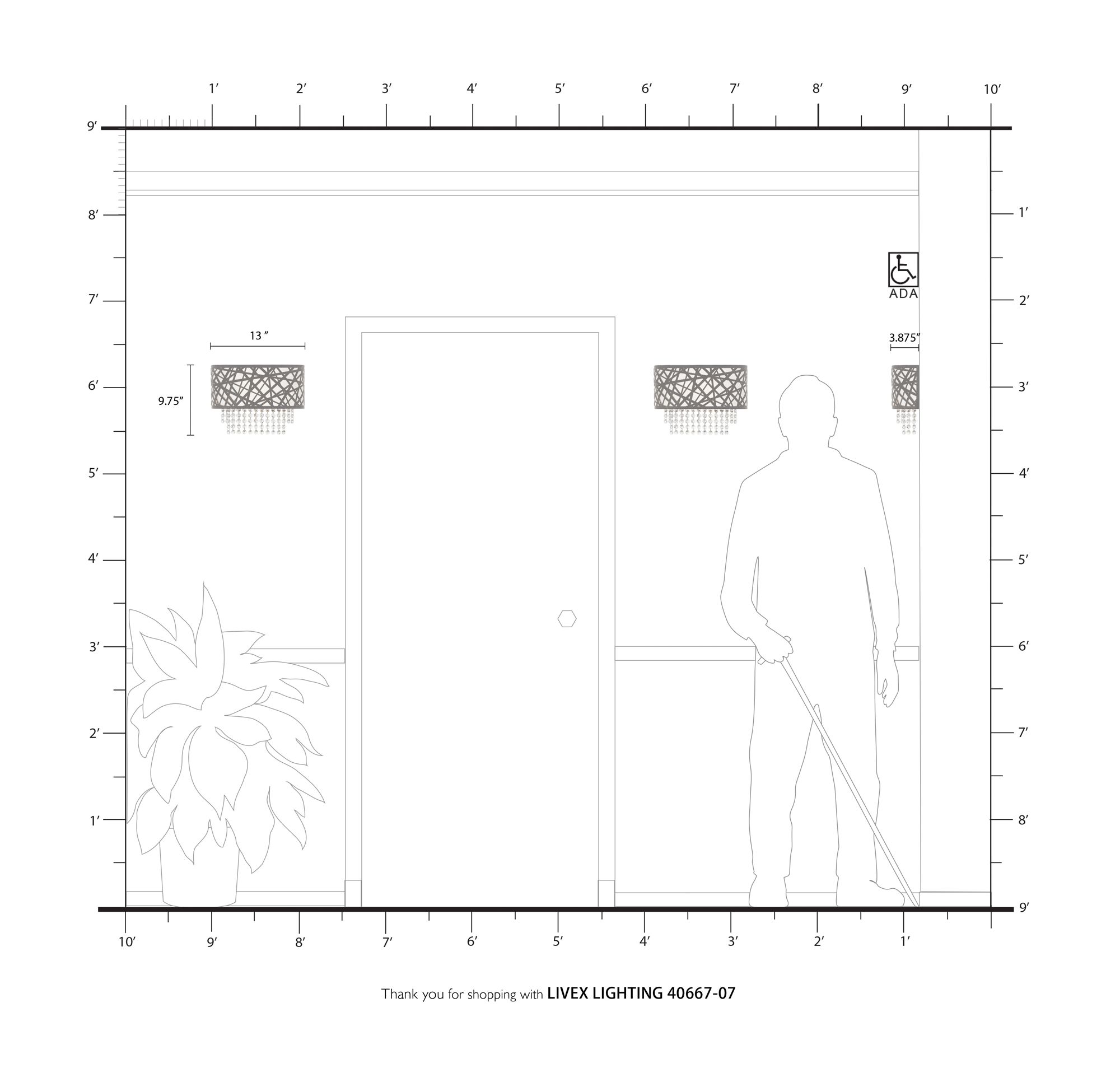 1 Light Bronze ADA Wall Sconce