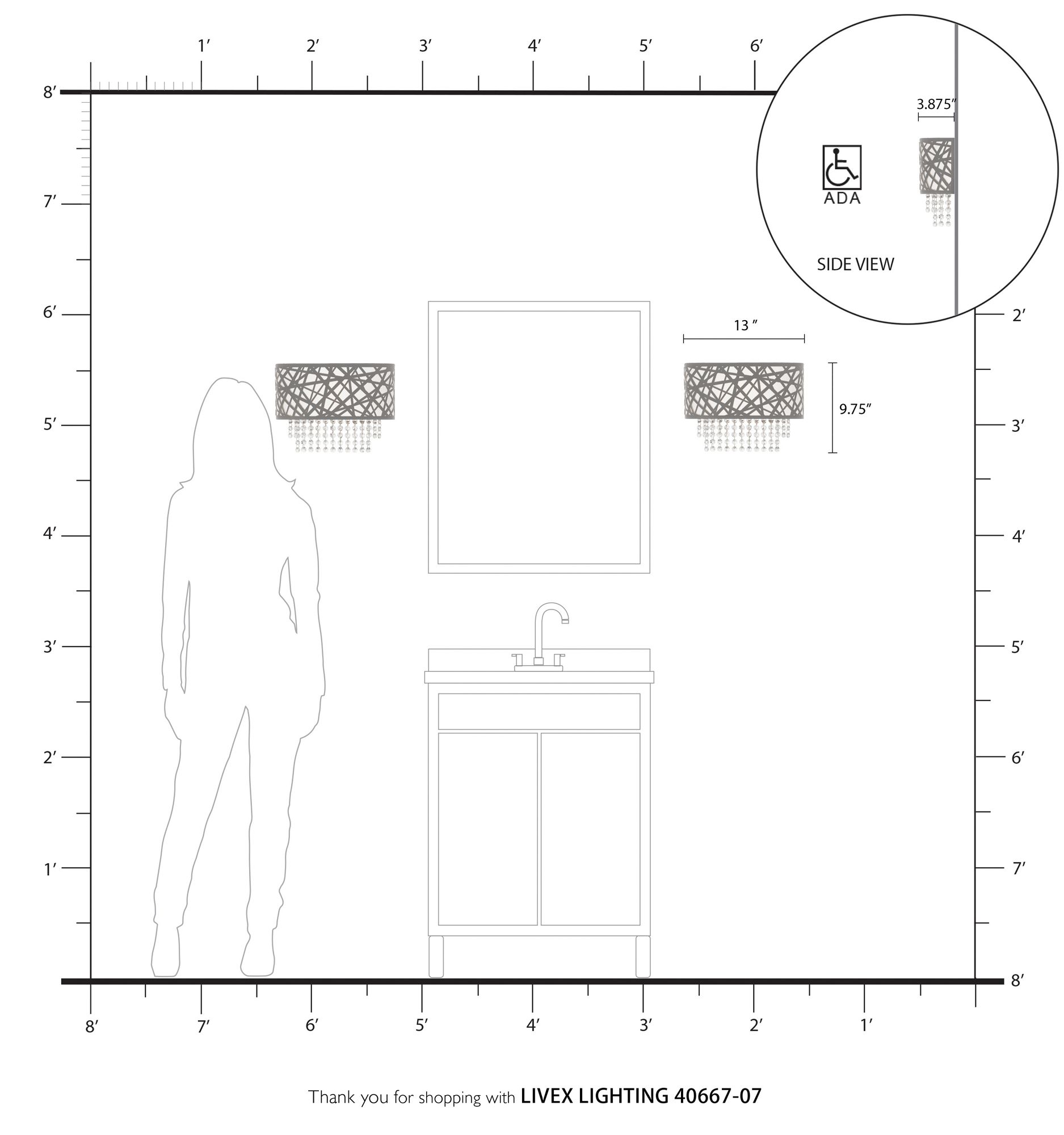 1 Light Bronze ADA Wall Sconce