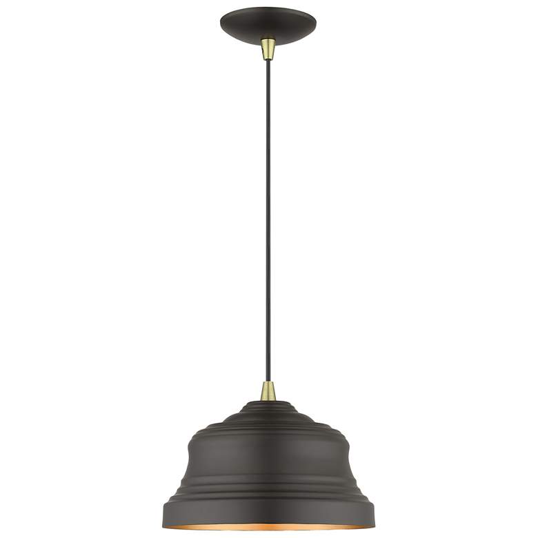 Image 1 1 Light Bronze Bell Pendant with Gold Finish Inside