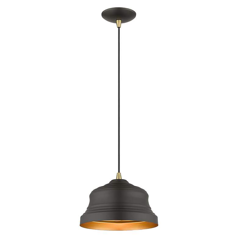 Image 3 1 Light Bronze Bell Pendant with Gold Finish Inside more views