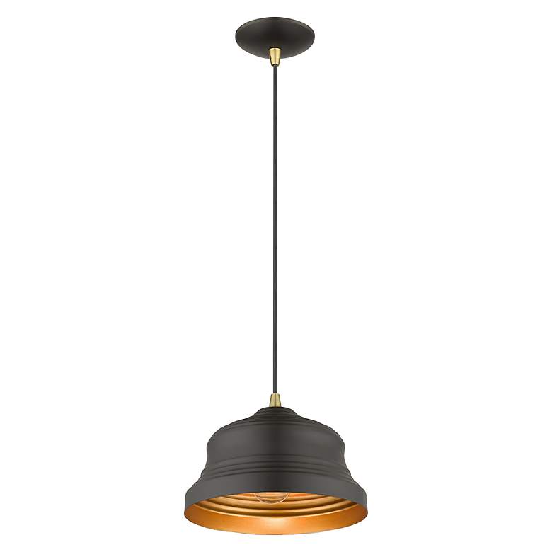 Image 6 1 Light Bronze Bell Pendant with Gold Finish Inside more views
