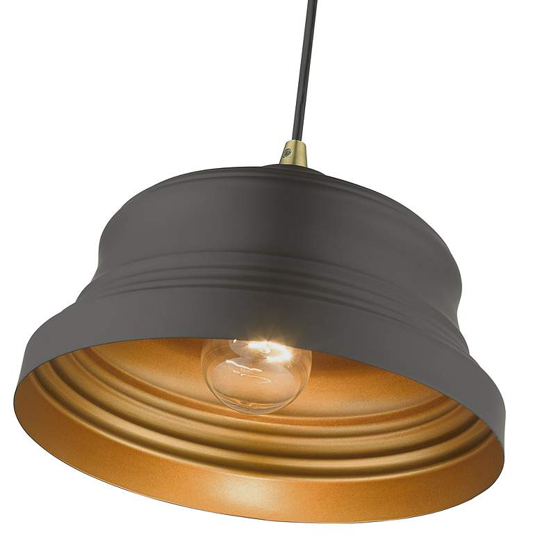 Image 7 1 Light Bronze Bell Pendant with Gold Finish Inside more views
