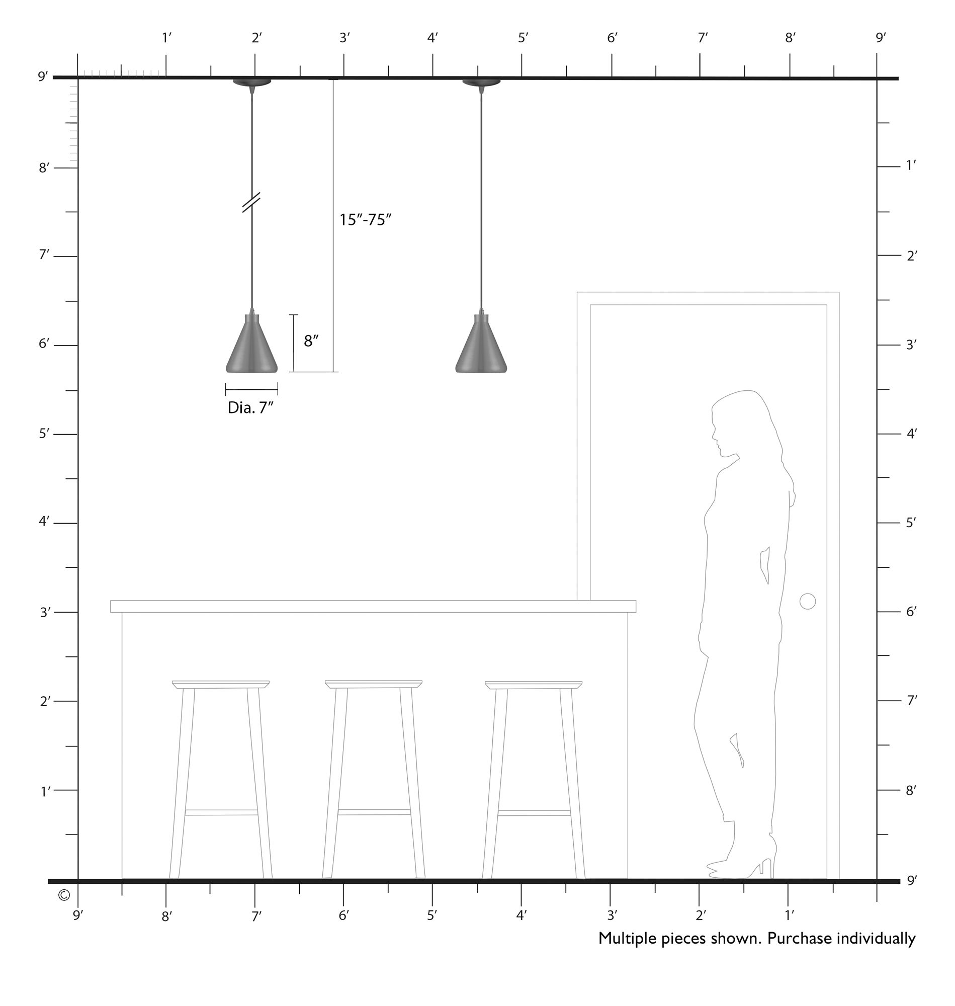 1 Light Bronze Cone Mini Pendant with Bronze Aluminum Shade