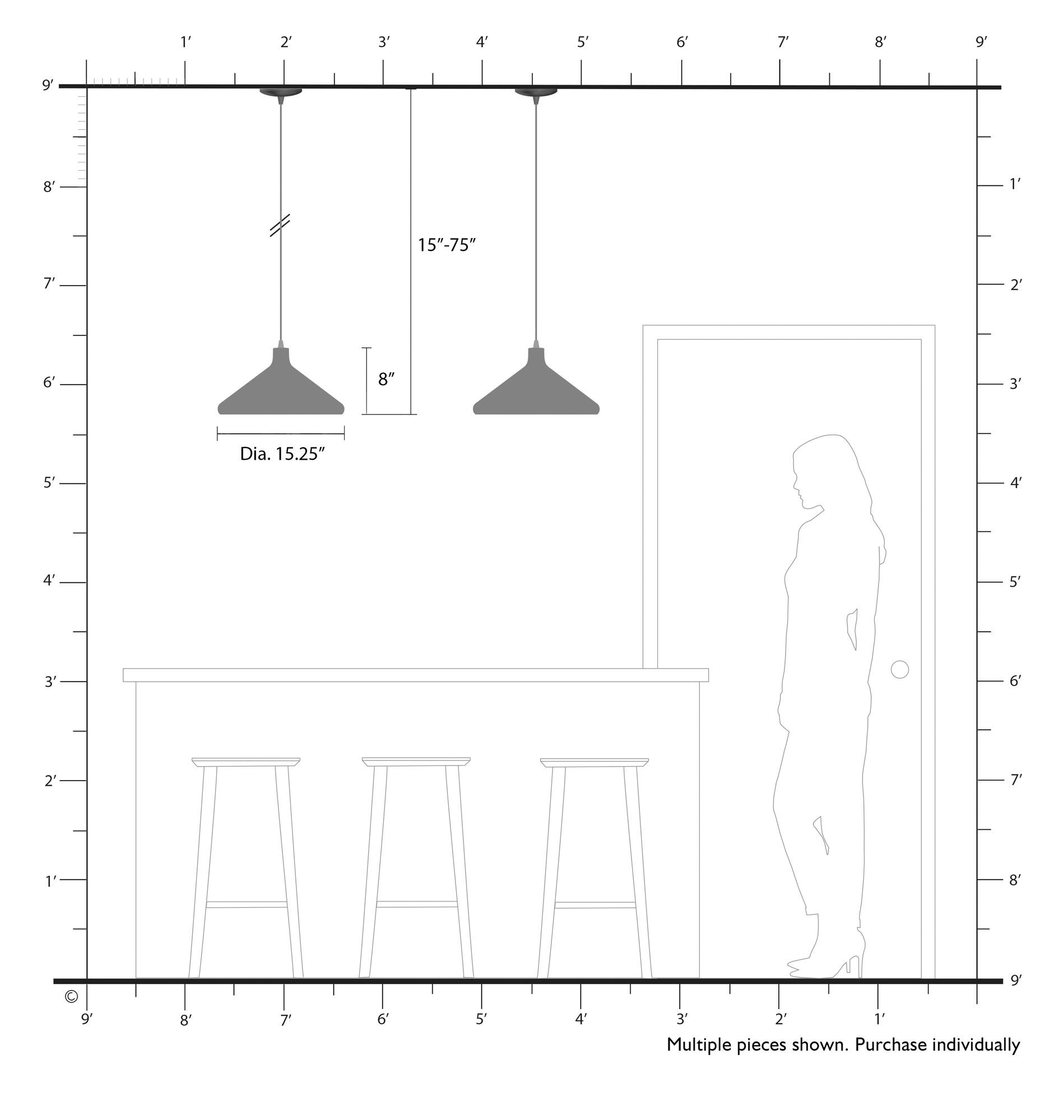1 Light Bronze Cone Pendant with Bronze Aluminum Shade