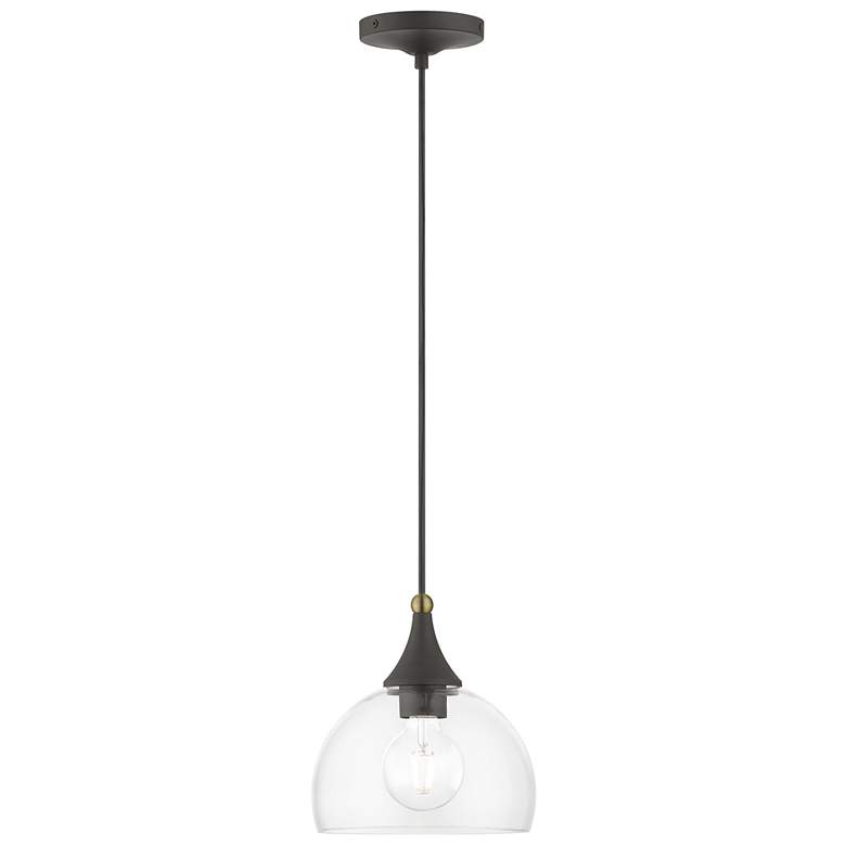 Image 1 1 Light Bronze Glass Pendant with Antique Brass Finish Accents