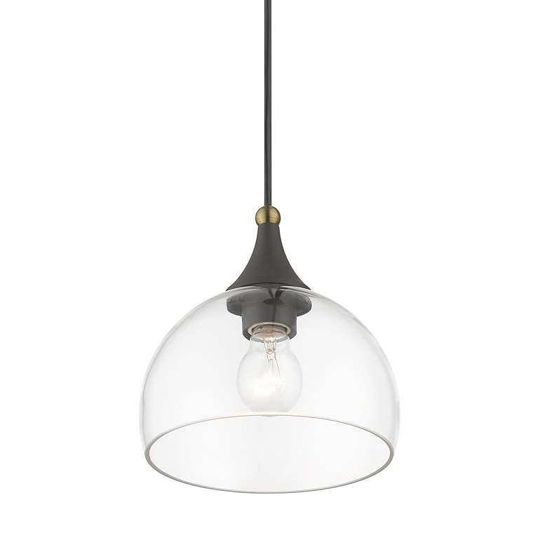 Image 5 1 Light Bronze Glass Pendant with Antique Brass Finish Accents more views
