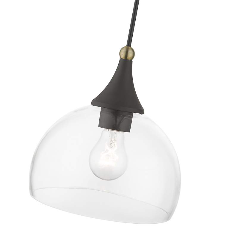 Image 7 1 Light Bronze Glass Pendant with Antique Brass Finish Accents more views