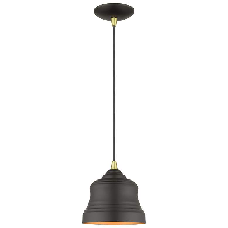 Image 1 1 Light Bronze Mini Bell Pendant with Gold Finish Inside