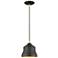 1 Light Bronze Mini Bell Pendant with Gold Finish Inside