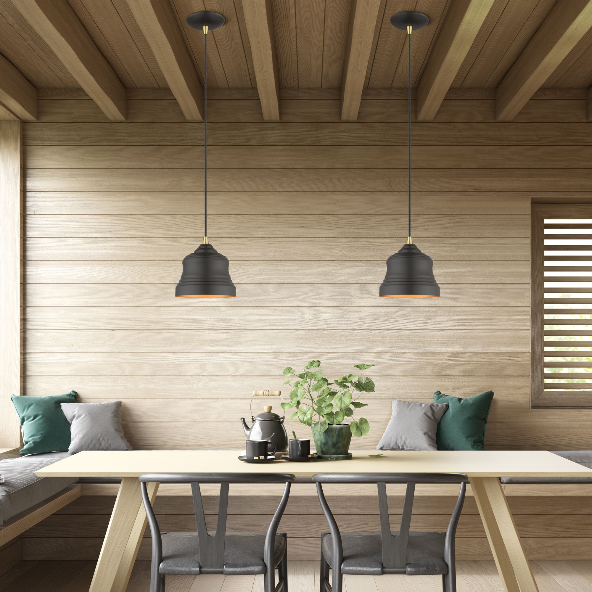 Image 5 1 Light Bronze Mini Bell Pendant with Gold Finish Inside more views