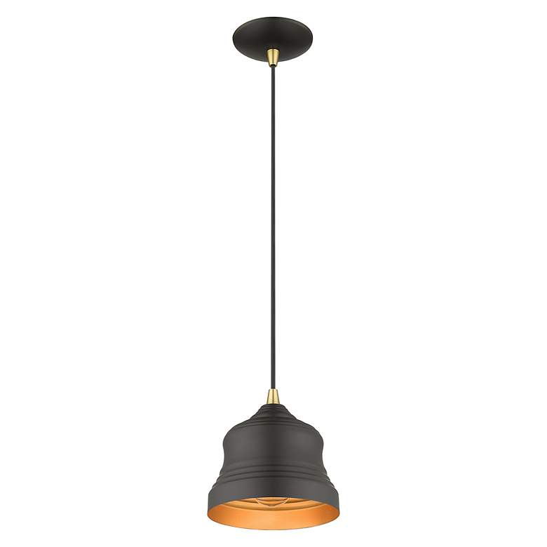Image 6 1 Light Bronze Mini Bell Pendant with Gold Finish Inside more views