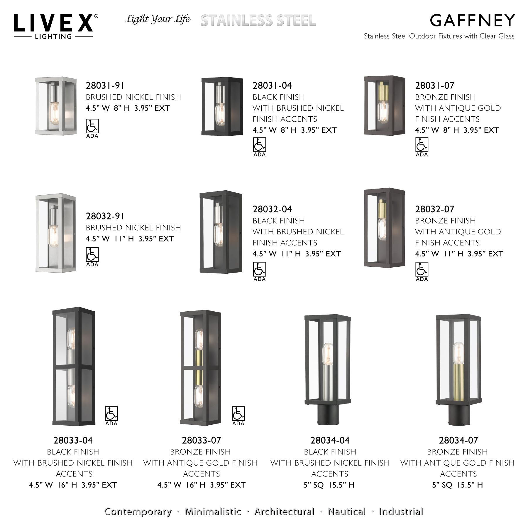 1 Light Bronze Outdoor ADA Small Wall Lantern