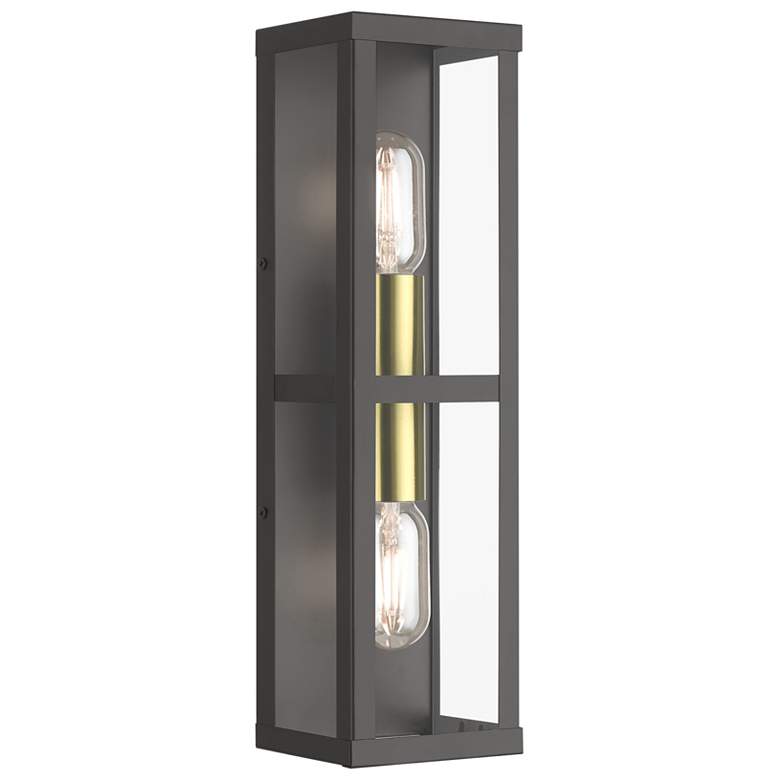 Image 1 1 Light Bronze Outdoor ADA Wall Lantern with Antique Gold Finish Accents