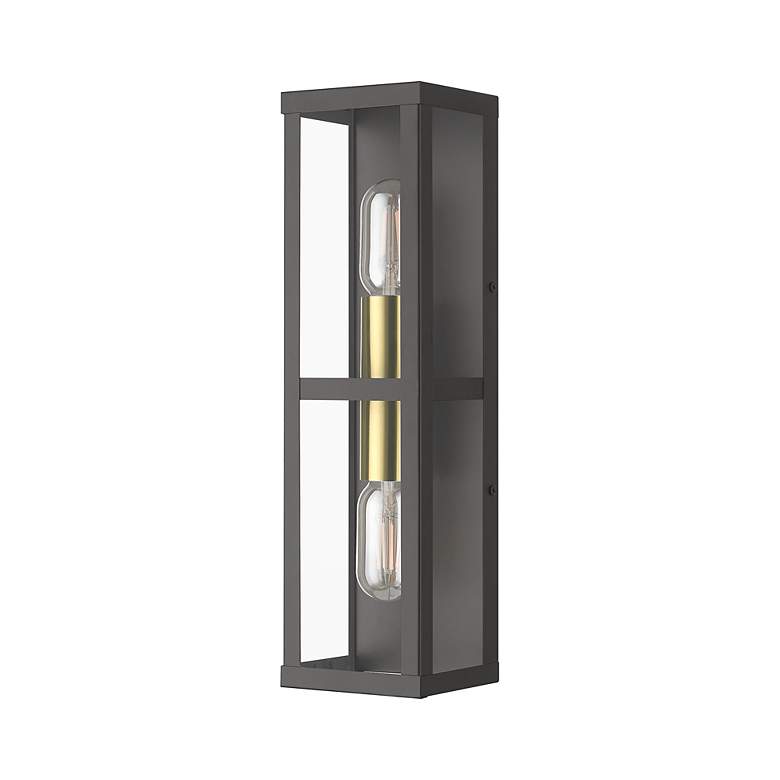 Image 3 1 Light Bronze Outdoor ADA Wall Lantern with Antique Gold Finish Accents more views