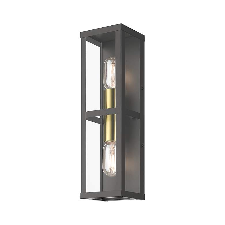 Image 4 1 Light Bronze Outdoor ADA Wall Lantern with Antique Gold Finish Accents more views