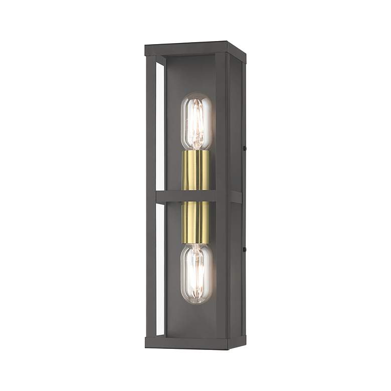 Image 5 1 Light Bronze Outdoor ADA Wall Lantern with Antique Gold Finish Accents more views