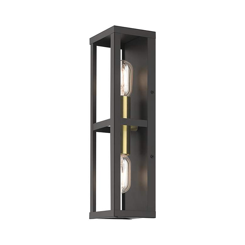Image 6 1 Light Bronze Outdoor ADA Wall Lantern with Antique Gold Finish Accents more views