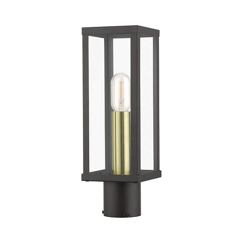 Image 3 1 Light Bronze Outdoor Post Top Lantern with Antique Gold Finish Accents more views