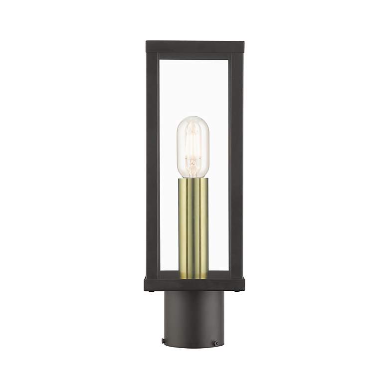 Image 4 1 Light Bronze Outdoor Post Top Lantern with Antique Gold Finish Accents more views