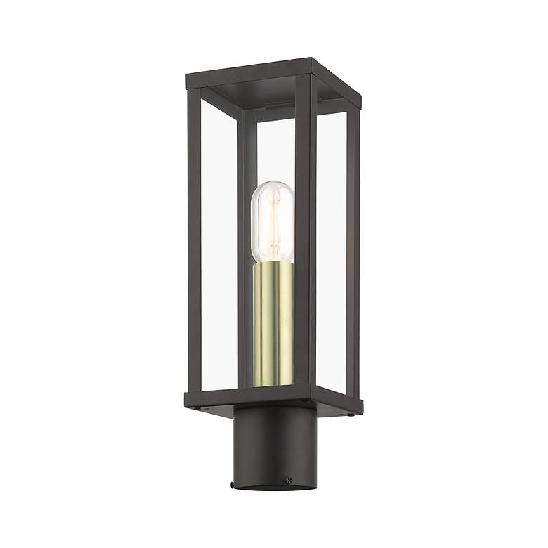 Image 5 1 Light Bronze Outdoor Post Top Lantern with Antique Gold Finish Accents more views