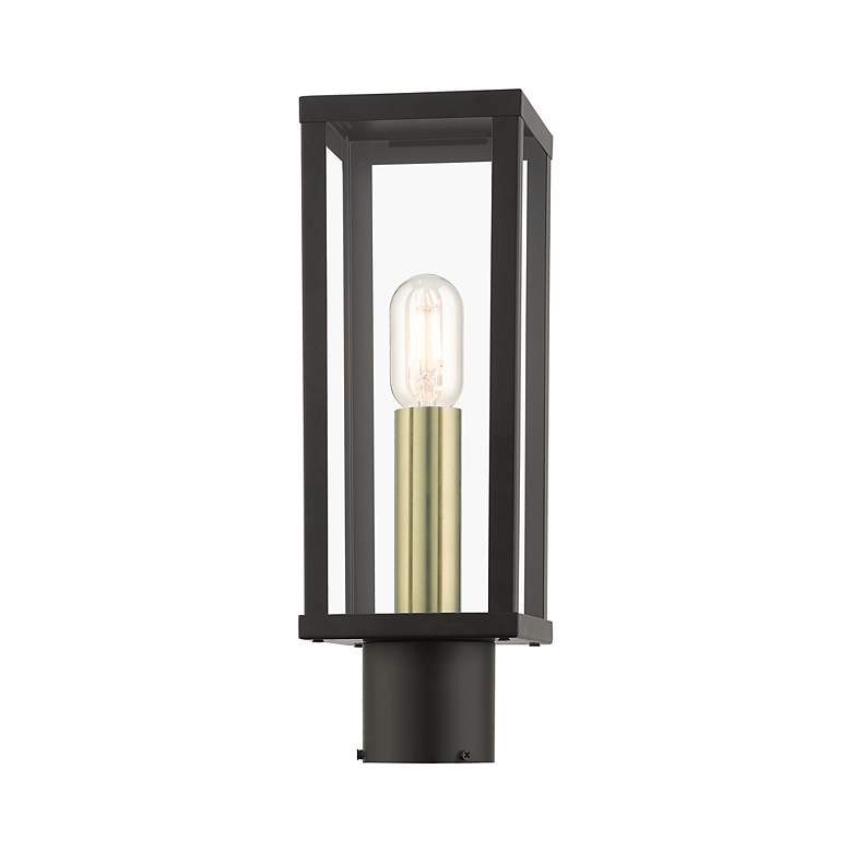 Image 6 1 Light Bronze Outdoor Post Top Lantern with Antique Gold Finish Accents more views