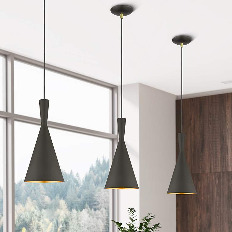 Image 3 1 Light Bronze Pendant with Antique Brass Finish Accents more views