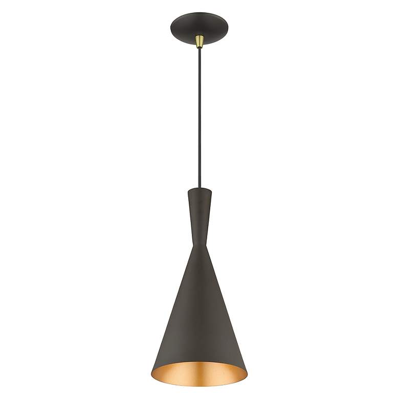 Image 5 1 Light Bronze Pendant with Antique Brass Finish Accents more views