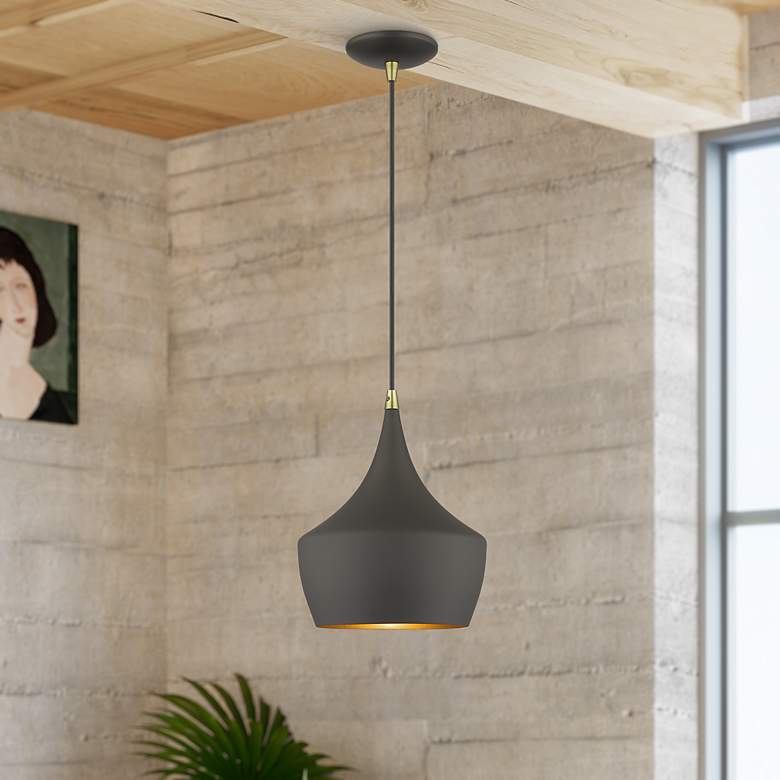Image 1 1 Light Bronze Pendant with Antique Brass Finish Accents