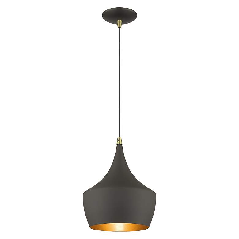 Image 4 1 Light Bronze Pendant with Antique Brass Finish Accents more views
